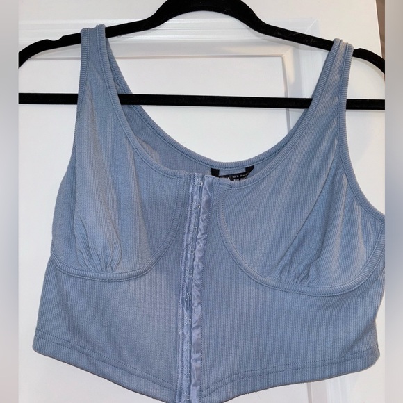 Blue crop top with corset details - Picture 2 of 2